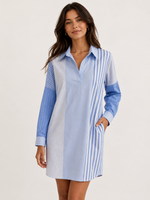 Load image into Gallery viewer, Caryn Lawn- Patchwork Blue Dress