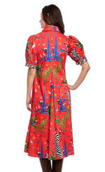 Load image into Gallery viewer, Montauk Dress Red with Zebras