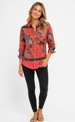Load image into Gallery viewer, Dizzy Lizzie Rome Shirt Red with Zebras