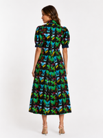Load image into Gallery viewer, Montauk Dress Black with Butterfly Print