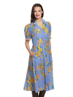 Load image into Gallery viewer, Montauk Dress Blue Dragon Print