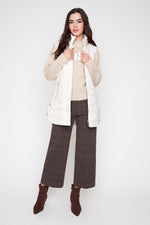 Load image into Gallery viewer, RENUAR Quilted Long Vest- Oyster