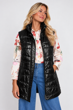 Load image into Gallery viewer, RENUAR Quilted Long Vest- Black