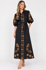 Load image into Gallery viewer, Uncle Frank Embroidery Dress in Black