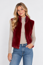 Load image into Gallery viewer, Renuar Faux Fur Vest- Cabernet