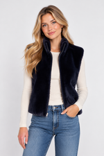 Load image into Gallery viewer, Renuar Faux Fur Vest- Midnight