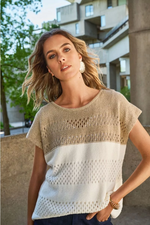 Load image into Gallery viewer, COLORBLOCK PULLOVER - Gold/Vanilla