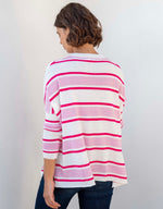 Load image into Gallery viewer, Catalina V-Neck Sweater - Pink/Raspberry Stripe
