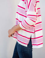 Load image into Gallery viewer, Catalina V-Neck Sweater - Pink/Raspberry Stripe