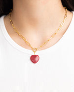 Load image into Gallery viewer, AUDREY HEART NECKLACE- CHERRY QUARTZ