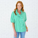 Load image into Gallery viewer, Caryn Lawn- Sissy Stripe Top Green