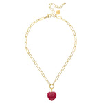 Load image into Gallery viewer, AUDREY HEART NECKLACE- CHERRY QUARTZ
