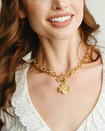 Load image into Gallery viewer, GOLD CROSS FRONT TOGGLE NECKLACE