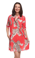 Load image into Gallery viewer, Chatham Dress Pink Tiger Print