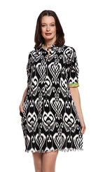 Load image into Gallery viewer, Chatham Dress Black and White Ikat