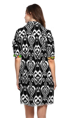 Load image into Gallery viewer, Chatham Dress Black and White Ikat