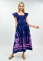Load image into Gallery viewer, IVY JANE- Blue Smocked Border Dress