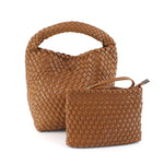 Load image into Gallery viewer, Medium Woven Hobo Crossbody Bag- Brown