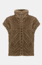 Load image into Gallery viewer, Chevron Faux Fur Mock Neck Vest