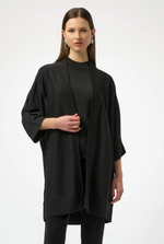 Load image into Gallery viewer, Sweater Knit Top with Cover-Up and Iron-On Detail - Black