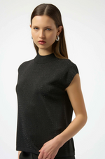 Load image into Gallery viewer, Sweater Knit Top with Cover-Up and Iron-On Detail - Black
