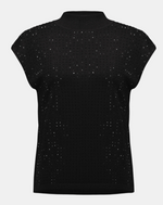 Load image into Gallery viewer, Sweater Knit Top with Cover-Up and Iron-On Detail - Black