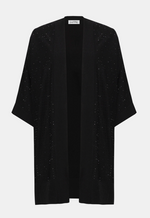 Load image into Gallery viewer, Sweater Knit Top with Cover-Up and Iron-On Detail - Black