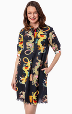 Load image into Gallery viewer, Dizzy Lizzie Chatham Dress Black Dragon