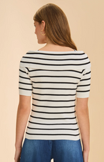Load image into Gallery viewer, Boatneck Stripe Sweater, Black/White