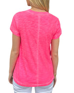 Load image into Gallery viewer, V-NECK TEE - Neon Pink
