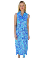Load image into Gallery viewer, RUFFLE COLLAR MAXI DRESS - Blue Zebra

