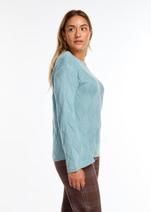 DIAMOND KNIT SWEATER - Aqua