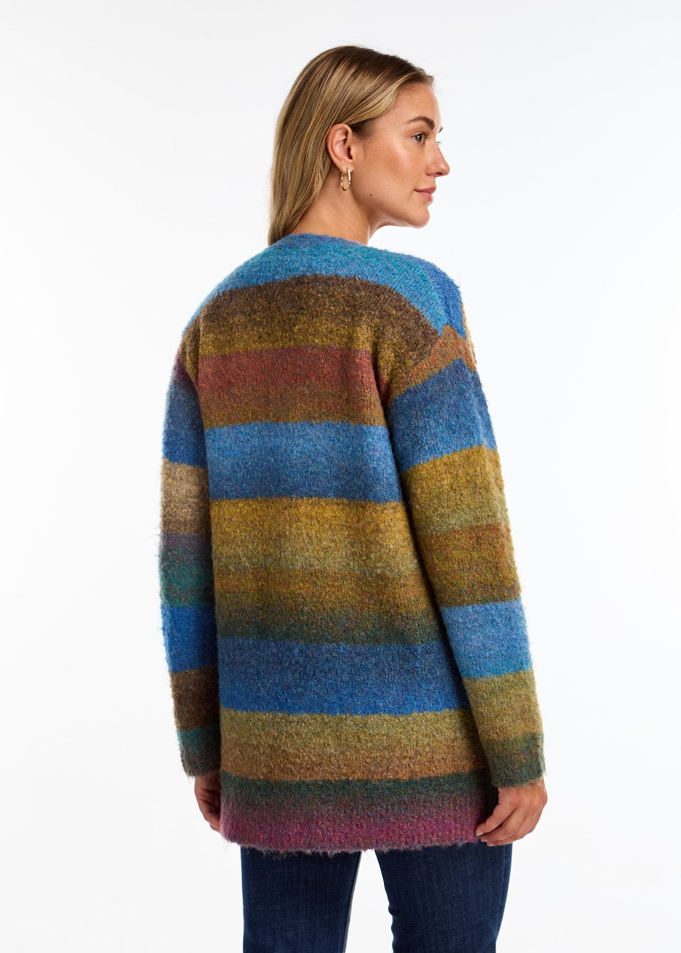 STRIPED CARDIGAN - Teal Spacedye