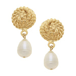 Load image into Gallery viewer, ROPE &amp; PEARL DROP CLIP EARRINGS
