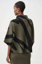 Load image into Gallery viewer, Abstract Jacquard Funnel-Neck Boxy Sweater Green
