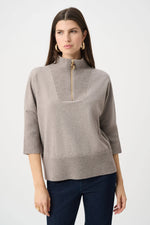 Load image into Gallery viewer, Brushed Viscose And Nylon Funnel-Neck Sweater Taupe Melange
