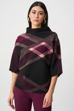 Load image into Gallery viewer, Brushed Viscose And Nylon Plaid Funnel-Neck Sweater Maroon
