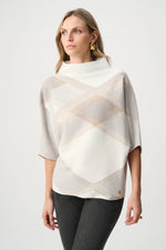 Load image into Gallery viewer, Brushed Viscose And Nylon Plaid Funnel-Neck Sweater Beige
