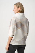 Load image into Gallery viewer, Brushed Viscose And Nylon Plaid Funnel-Neck Sweater Beige
