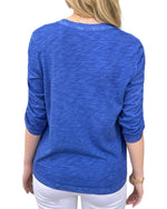 Load image into Gallery viewer, RUCHED SLEEVE TEE - Deep Blue
