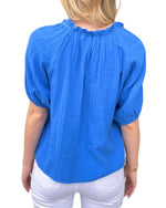 Load image into Gallery viewer, SPLIT NECK BLOUSE - Blue
