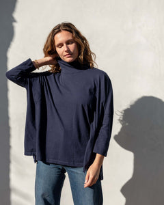 Catalina Turtleneck Tee - Navy