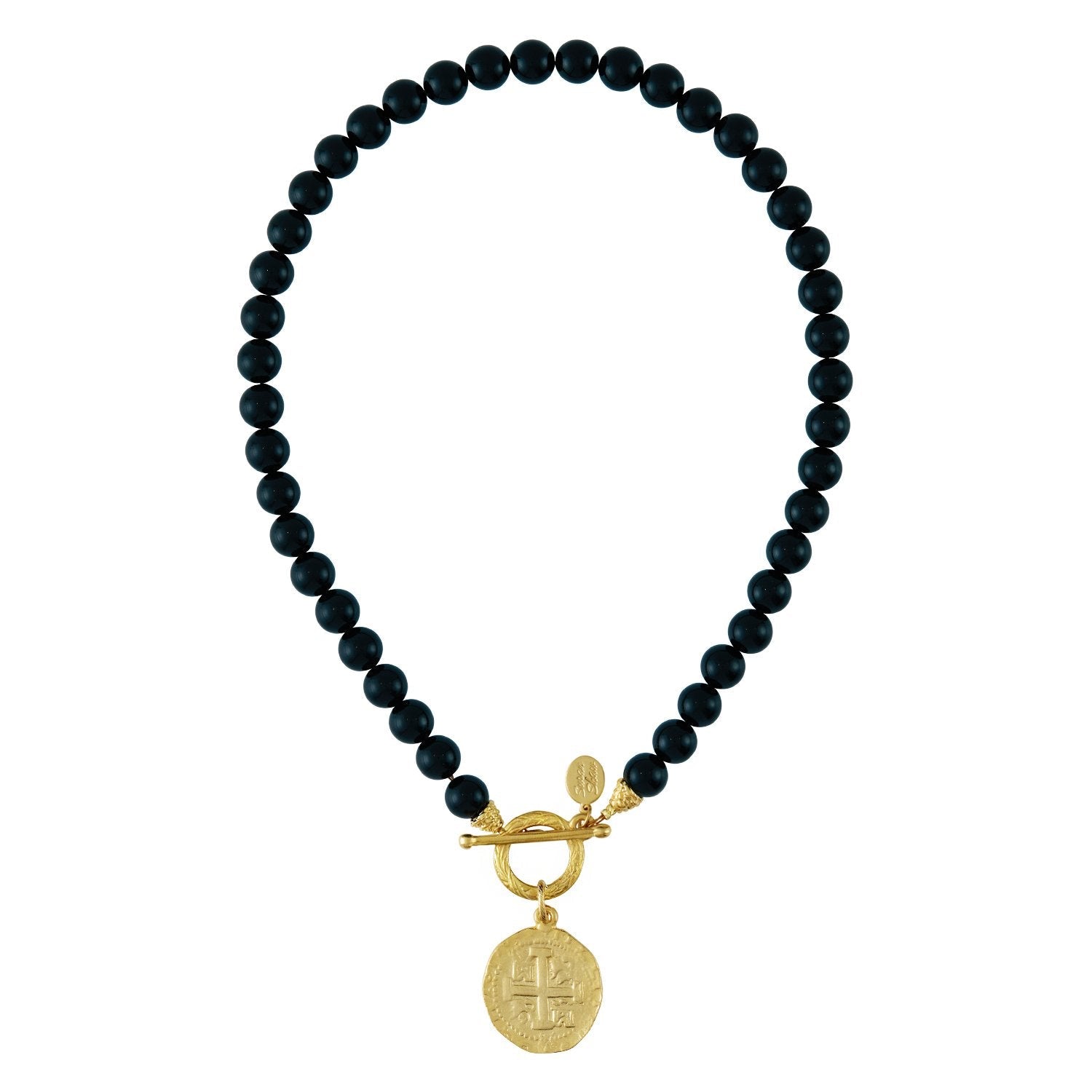 FLEUR-DE-LIS BLACK ONYX NECKLACE