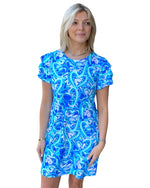 Load image into Gallery viewer, RUFFLE SLEEVE DRESS - Blue &amp; Green Hearts
