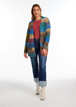 Load image into Gallery viewer, STRIPED CARDIGAN - Teal Spacedye
