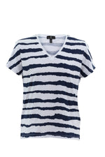 Load image into Gallery viewer, STRIPED V-NECK TOP - NAVY
