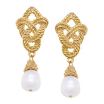 Load image into Gallery viewer, LOVE KNOT PEARL DROP EARRINGS
