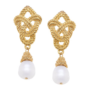 LOVE KNOT PEARL DROP EARRINGS