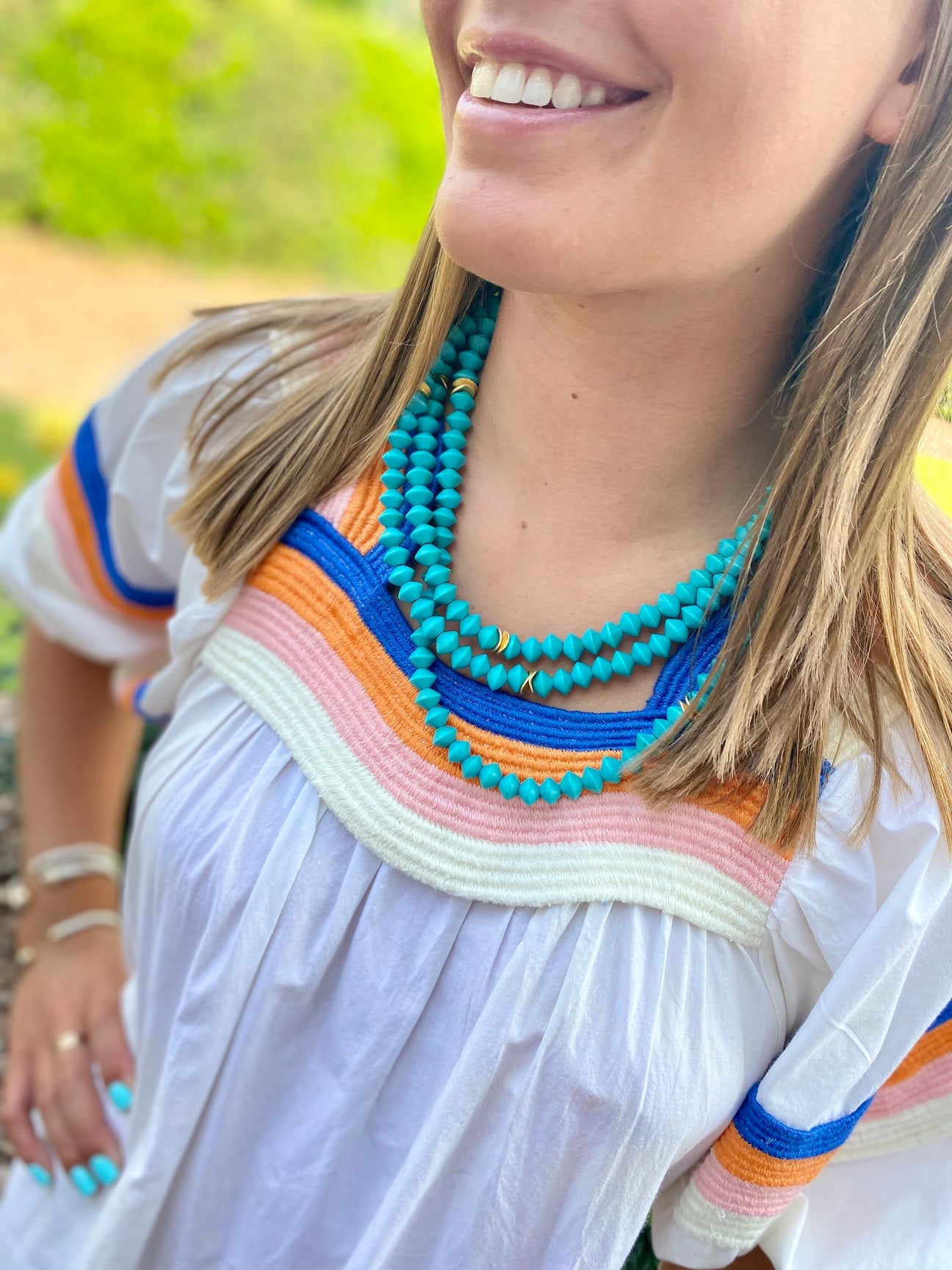 LONG WRAP NECKLACE - TURQUOISE