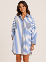 Load image into Gallery viewer, Caryn Lawn- Blue Stripe Dress

